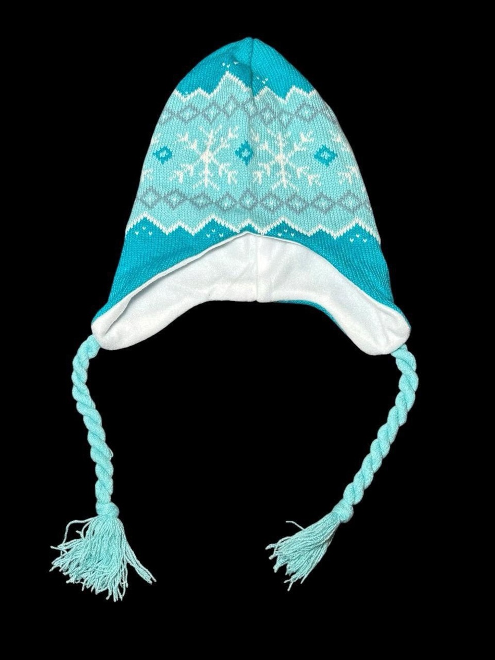 Kids Turquoise Snowflake Earflap Hat - Unbranded